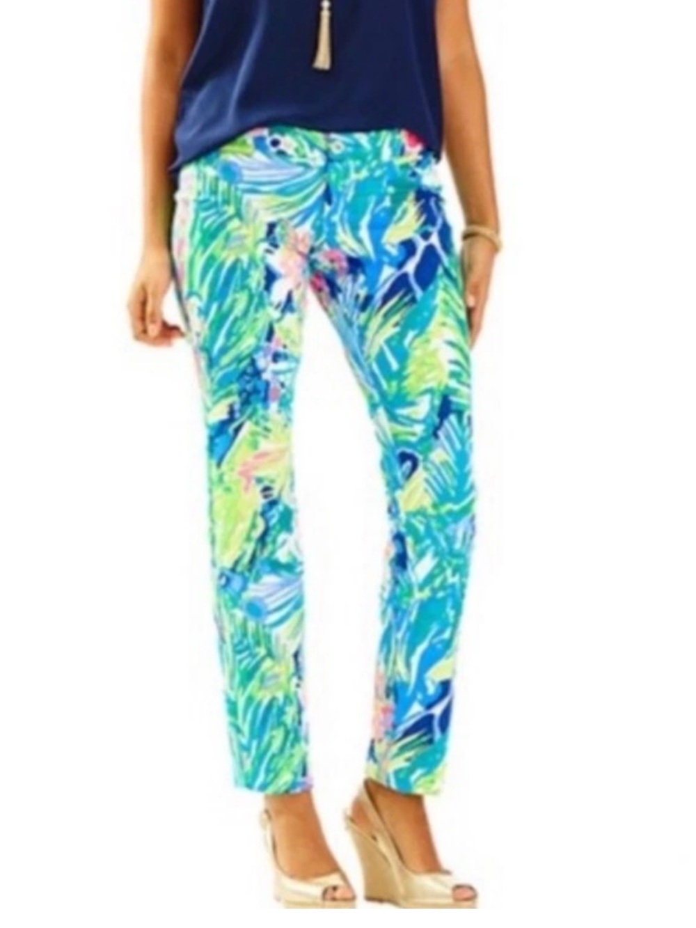 Lilly Pulitzer Kelly High Rise Skinny Ankle Pants in Multi Purrfect Sz 0